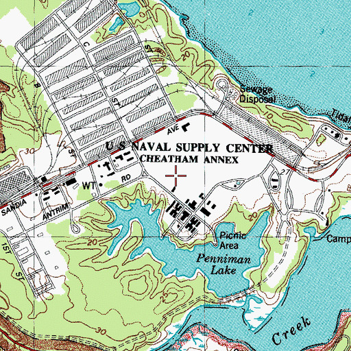 Topographic Map of Naval Supply Center Cheatham Annex, VA
