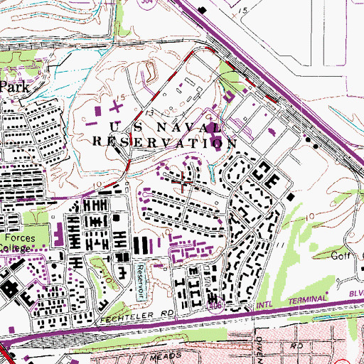 Topographic Map of Naval Support Activity Norfolk, VA