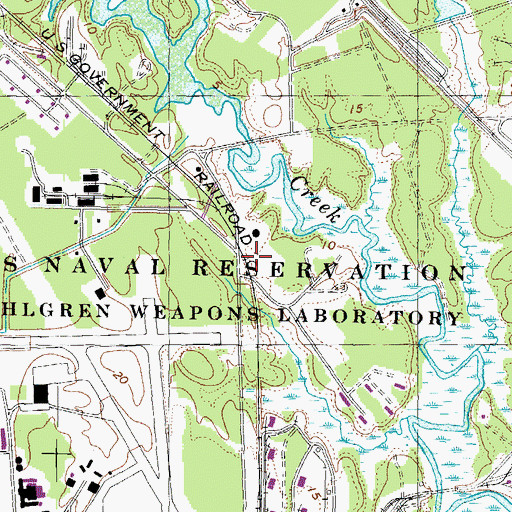 Topographic Map of Naval Surface Warfare Center Dahlgren Mainside, VA