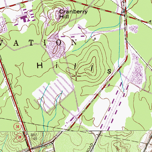 Topographic Map of Naval Weapons Station Earle, NJ