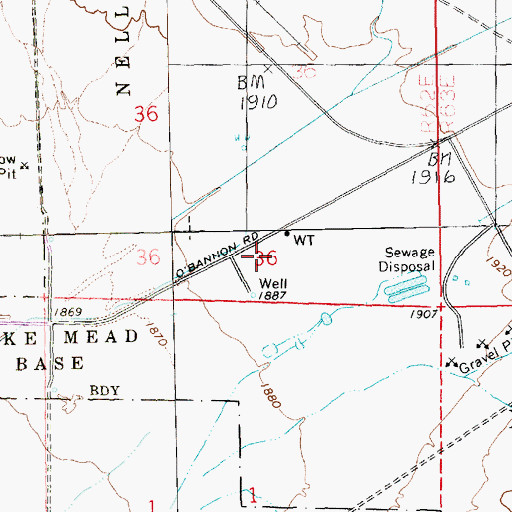Topographic Map of Nellis Air Force Base, NV