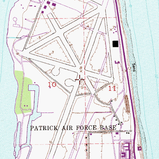 Topographic Map of Patrick Air Force Base, FL