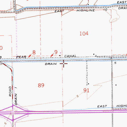 Topographic Map of Warren Drain, CA