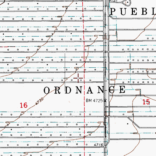 Topographic Map of Pueblo Chemical Depot, CO