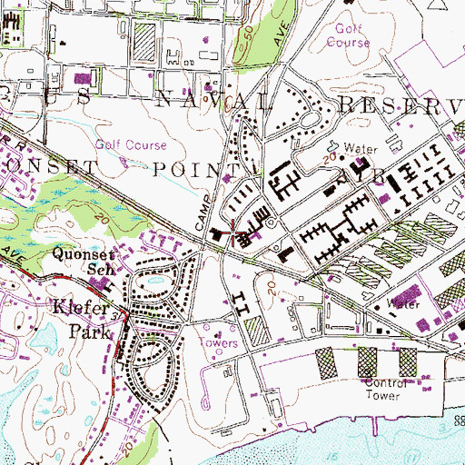 Topographic Map of Quonset Air Guard Base, RI