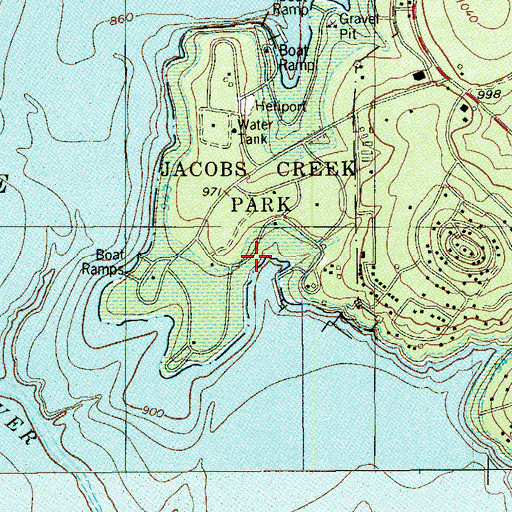 Topographic Map of Randolph Recreation Area at Canyon Lake, TX