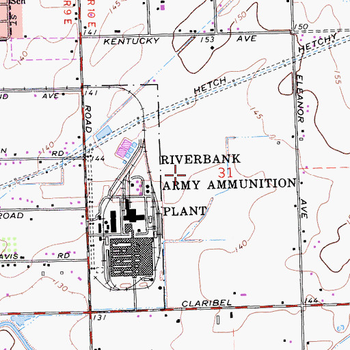 Topographic Map of Riverbank Army Ammunition Plant, CA