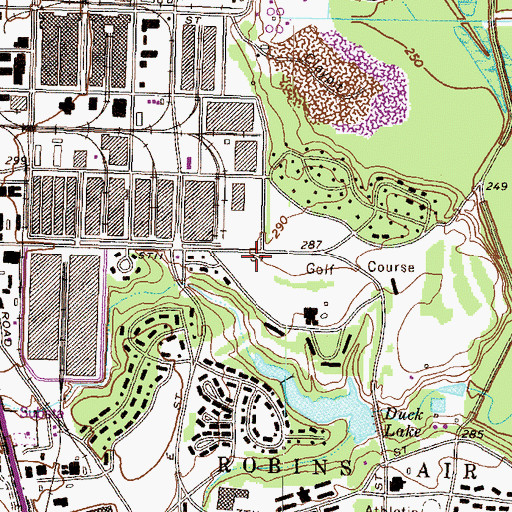 Topographic Map of Robins Air Force Base, GA