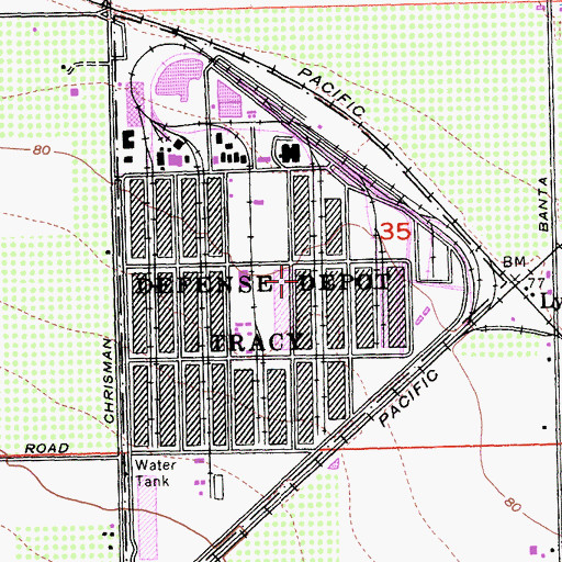 Topographic Map of San Joaquin Depot Tracy, CA