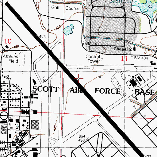 Topographic Map of Scott Air Force Base, IL