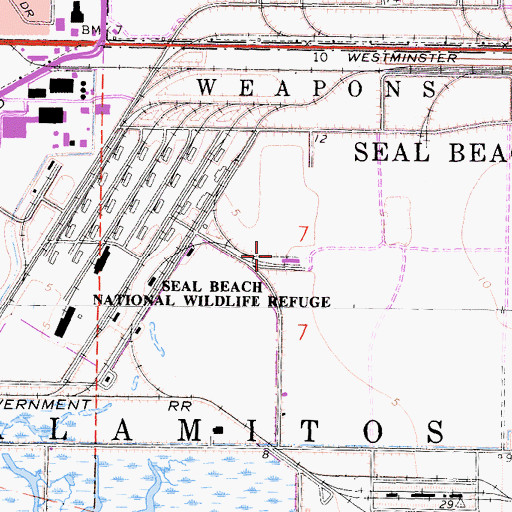 Topographic Map of Seal Beach Naval Weapons Station, CA