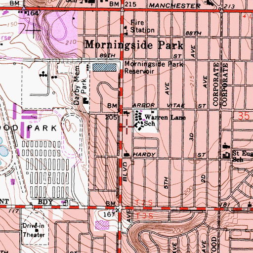 Topographic Map of Warren Lane Elementary School, CA