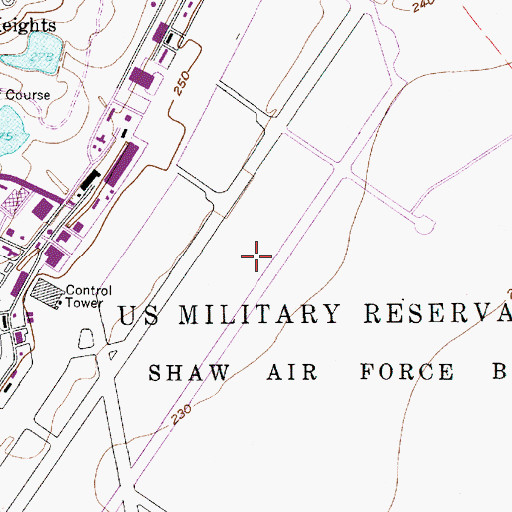 Topographic Map of Shaw Air Force Base, SC