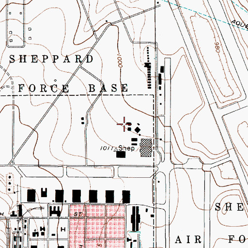 Topographic Map of Sheppard Air Force Base, TX