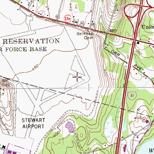 Topographic Map of Stewart Air Guard Station, NY