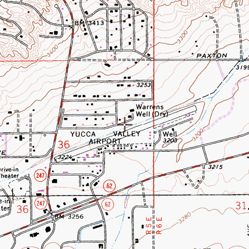 Topographic Map of Warrens Well, CA