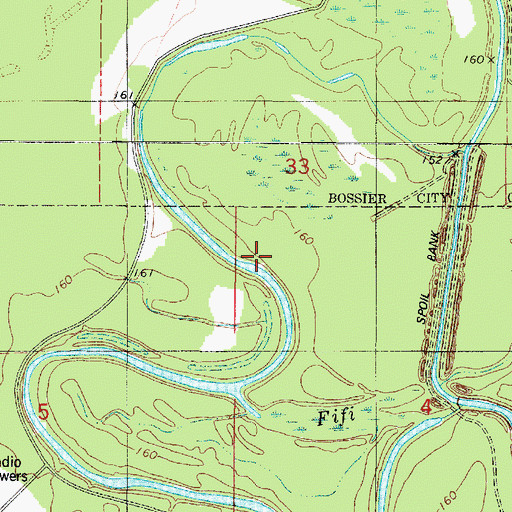 Topographic Map of Barksdale Air Force Base, LA