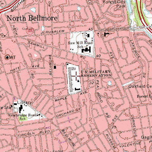 Topographic Map of Bellmore Maintenance Facility, NY