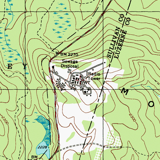 Topographic Map of Benton Air Force Station, PA