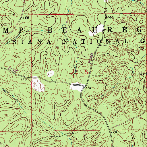 Topographic Map of Camp Beauregard, LA