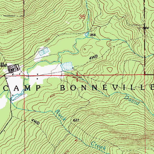 Topographic Map of Camp Bonneville, WA