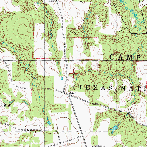 Topographic Map of Camp Maxey, TX