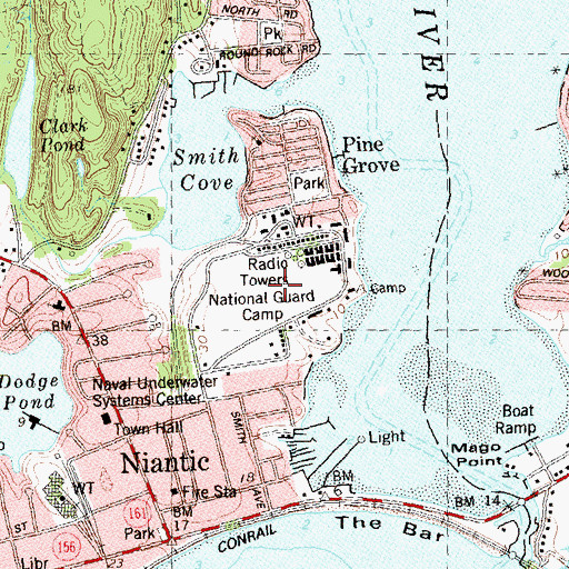 Topographic Map of Camp Niantic, CT