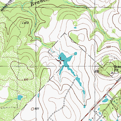 Topographic Map of Camp Swift, TX