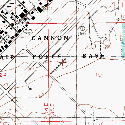 Topographic Map of Cannon Air Force Base, NM