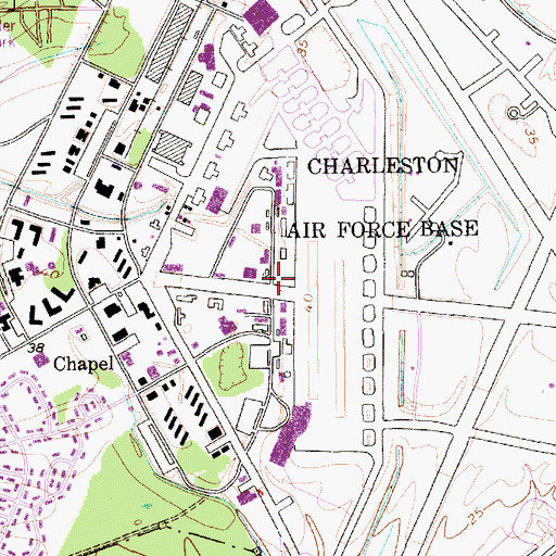 Topographic Map of Charleston Air Force Base, SC