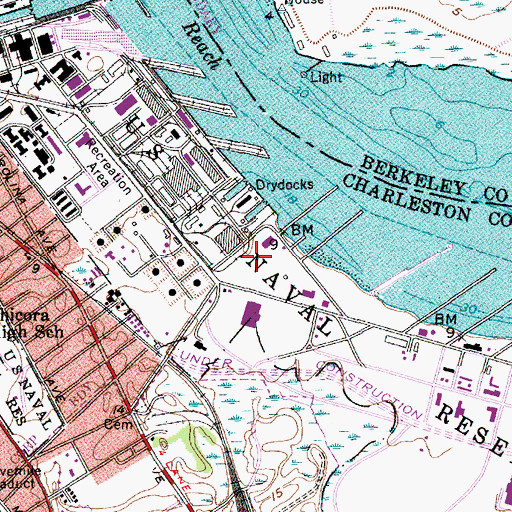 Topographic Map of Charleston Naval Shipyard, SC