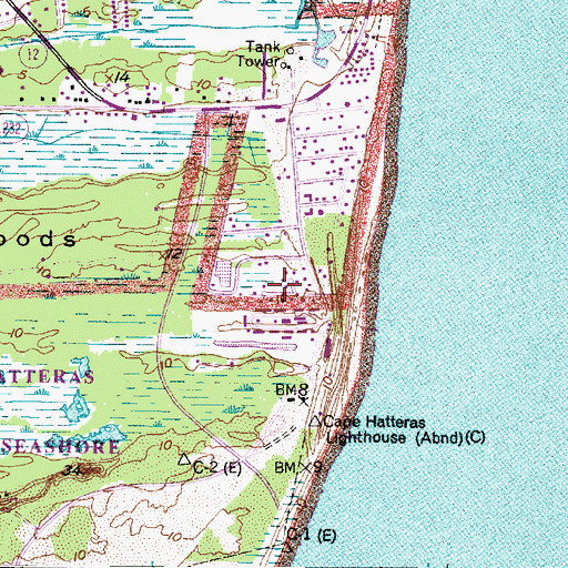 Topographic Map of Coast Guard Field Office Cape Hatteras, NC