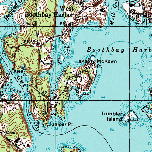 Topographic Map of Coast Guard Station Boothbay Harbor, ME