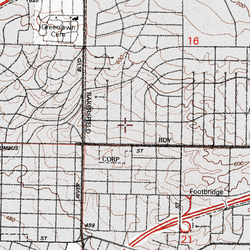 Topographic Map of Washington Middle School, CA
