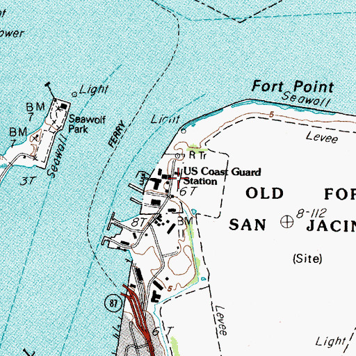 Topographic Map of Coast Guard Station Galveston, TX