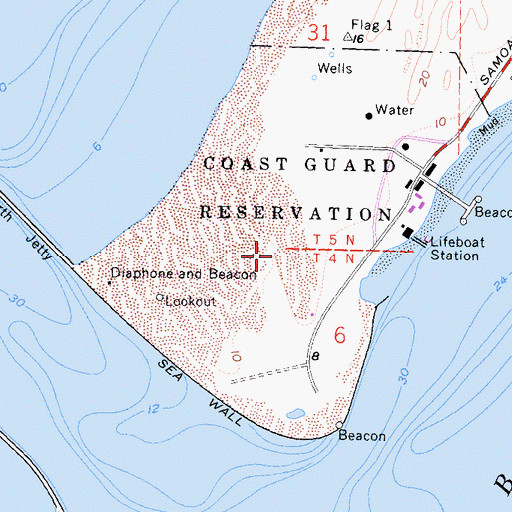 Topographic Map of Coast Guard Station Humboldt Bay, CA