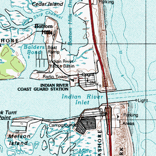 Topographic Map of Coast Guard Station Indian River Inlet, DE