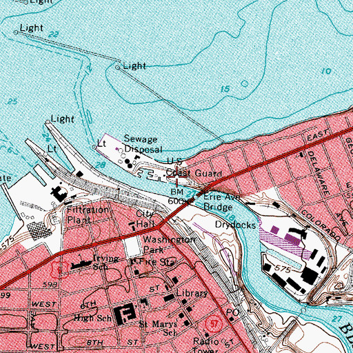 Topographic Map of Coast Guard Station Lorain, OH
