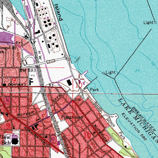 Topographic Map of Coast Guard Station Milwaukee, WI
