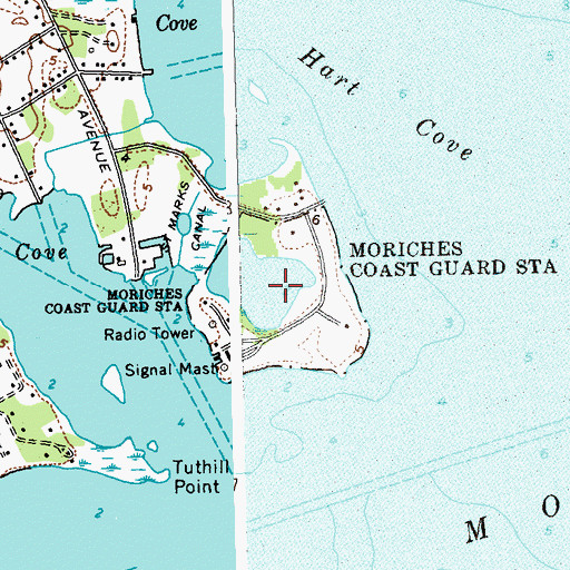 Topographic Map of Coast Guard Station Moriches, NY