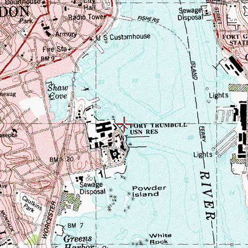 Topographic Map of Coast Guard Station New London, CT