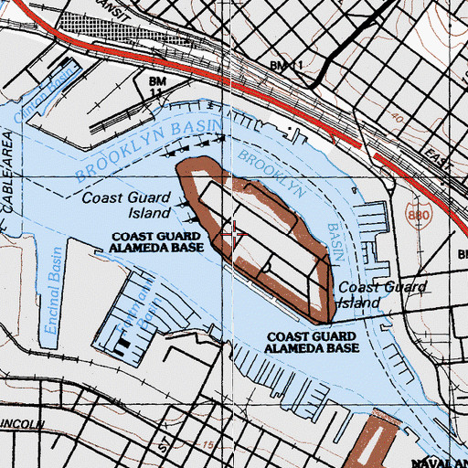 Topographic Map of Coast Guard Station Oakland, CA