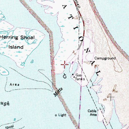 Topographic Map of Coast Guard Station Oregon Inlet, NC