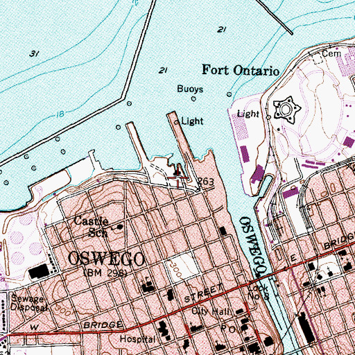 Topographic Map of Coast Guard Station Oswego, NY