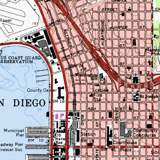 Topographic Map of Washington Elementary School, CA