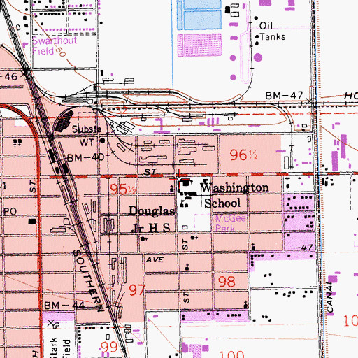 Topographic Map of Washington School, CA