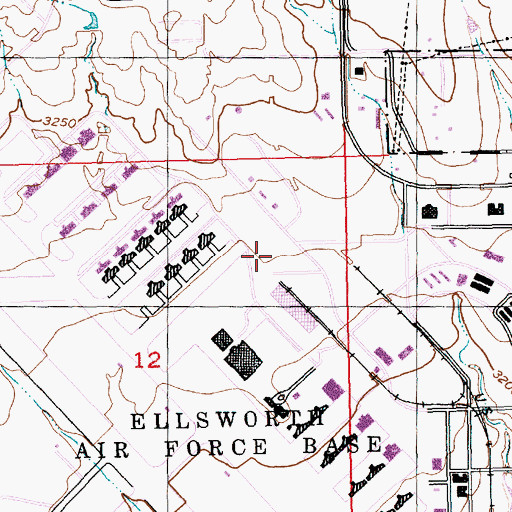 Topographic Map of Ellsworth Air Force Base, SD