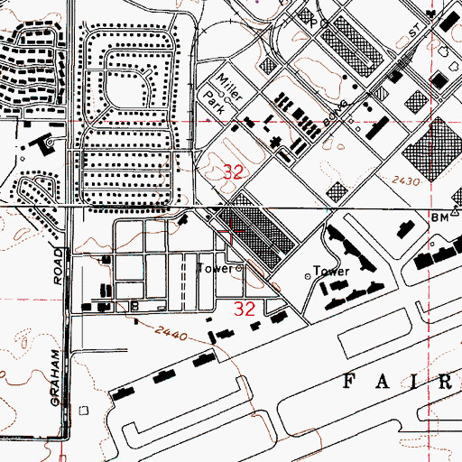 Topographic Map of Fairchild Air Force Base, WA