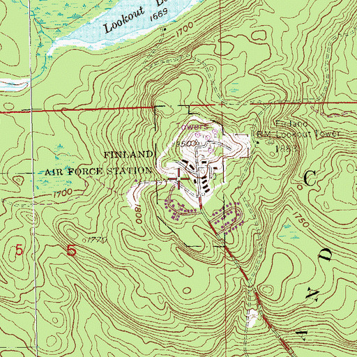 Topographic Map of Finland Air Force Station, MN