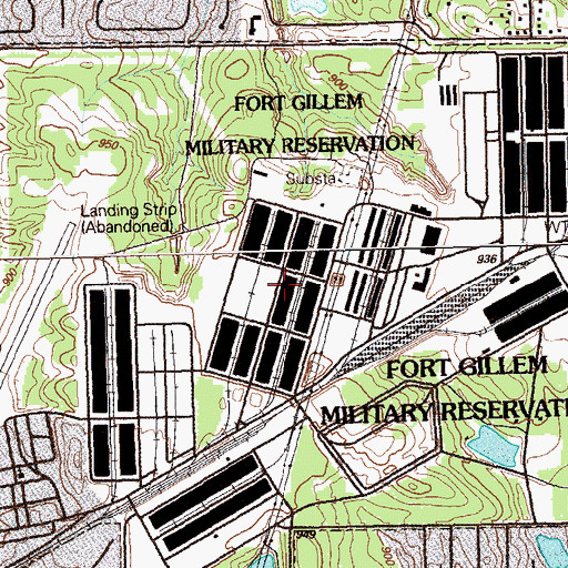 Topographic Map of Fort Gillem, GA